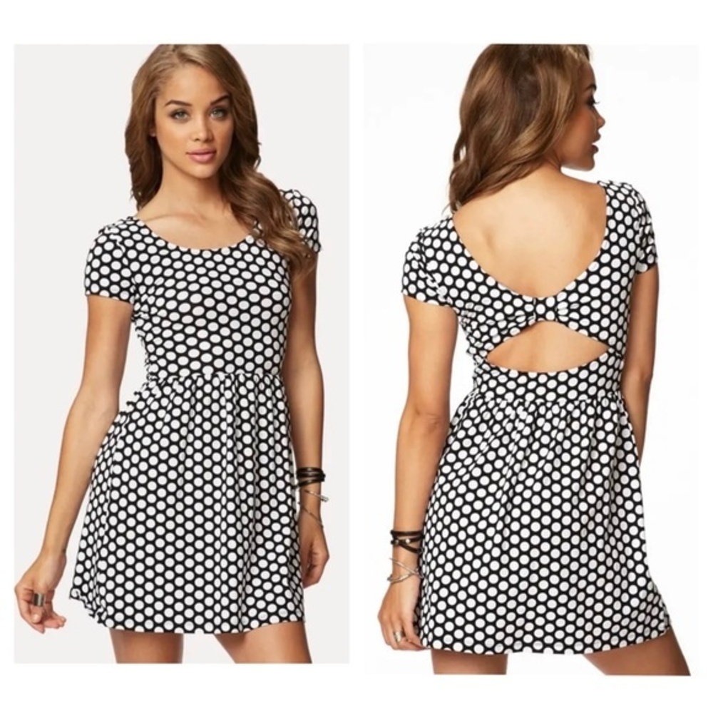 Black and white open back cotton dress size small